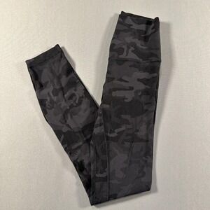 Lululemon Leggings Womens Apx:8 Black Camo High Rise Ankle Yoga Athletic‎ Gym